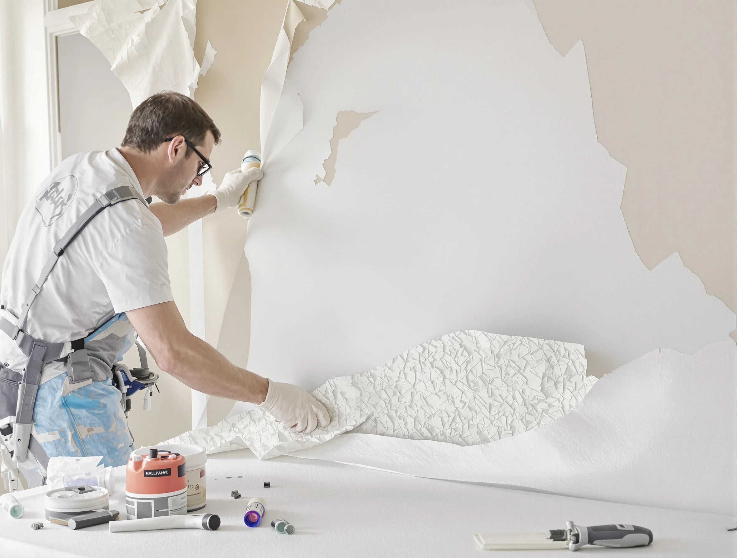 Detailed wallpaper removal and wall prep by Strongsville House Painters in Strongsville
